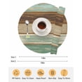 thumbnail image 6 of 15 Inch Round Placemats Set of 4, Teal Brown Non Slip Heat Insulation PP Table Mats, Farmhouse Rustic Wooden Plank Board Washable Place Mats for Kitchen Dining Party Table Decor, 6 of 7