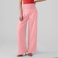 thumbnail image 5 of Nestiefly Womens Elastic High Waisted Palazzo Pants Casual Wide Leg Long Lounge Pant Trousers with Pocket Pink XL, 5 of 6