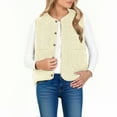 thumbnail image 6 of Dazajoo Womens Sherpa Vest Casual Warm Fuzzy Fleece Vest Sleeveless Jacket Winter Button Down Waistcoat with Pockets,White,L, 6 of 9