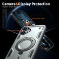 thumbnail image 6 of Elehold Magnetic for iPhone 16 Case Compatible with MagSafe,Rotating Foldable Invisible Stand Military Dropproof Rugged Case with Tempered Glass Screen Protector for iPhone 16,Gray, 6 of 6