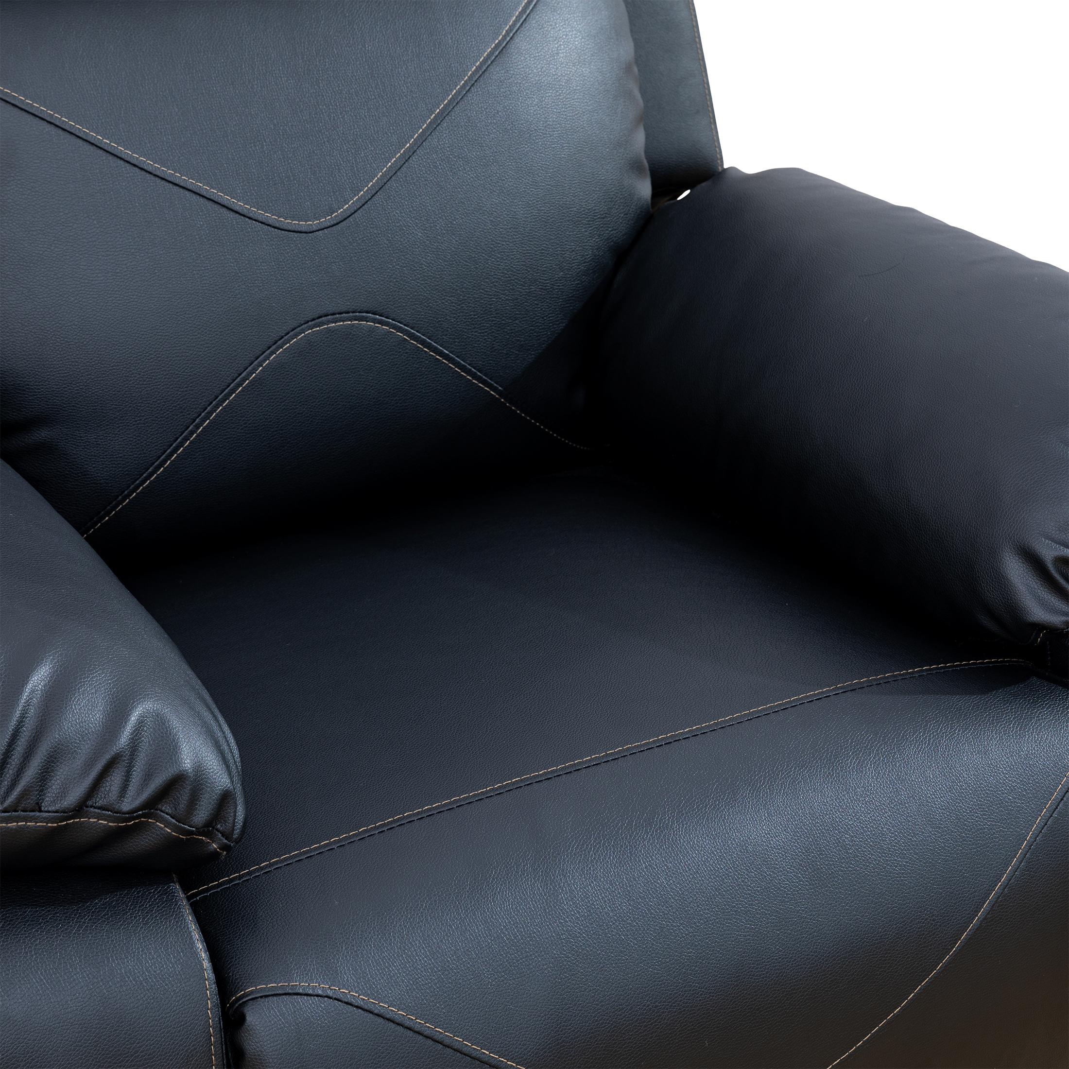 Aukfa 3 Seater Recliner Sofa Chair with Cupholder for Living Room, Power Home Theater Seating, Black
