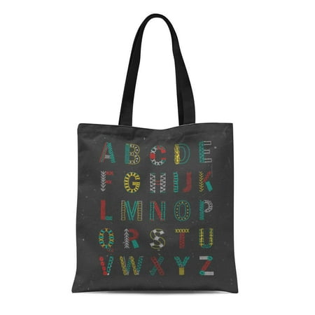 Crochet Hobo Handbag - ASHLEIGH Canvas Tote Bag Embroidered Alphabet Letters Colorful Crocheted Knitted Different Stiches Amazing Reusable Shoulder Grocery Shopping Bags Handbag