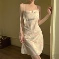 thumbnail image 1 of Pyjama en Soie Sexy pour Femmes, Robe de Nuit Imprimée à Col Évasé, Petite Poitrine en Soie Glacée, Vêtements de Maison Doux pour le Printemps et l'Automne, 1 of 6