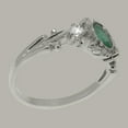 thumbnail image 4 of LBG British Made 9k White Gold Natural Emerald & Diamond Womens Promise Ring - 33 size options - Size 7, 4 of 8