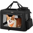 thumbnail image 1 of FEANDREA Transportín para Gatos y Perros, Plegable, Portátil, Tela Oxford, Malla Transpirable, Marco de Acero, con Asas y Bolsillos, 70 x 52 x 52 cm, Negro, 1 of 6