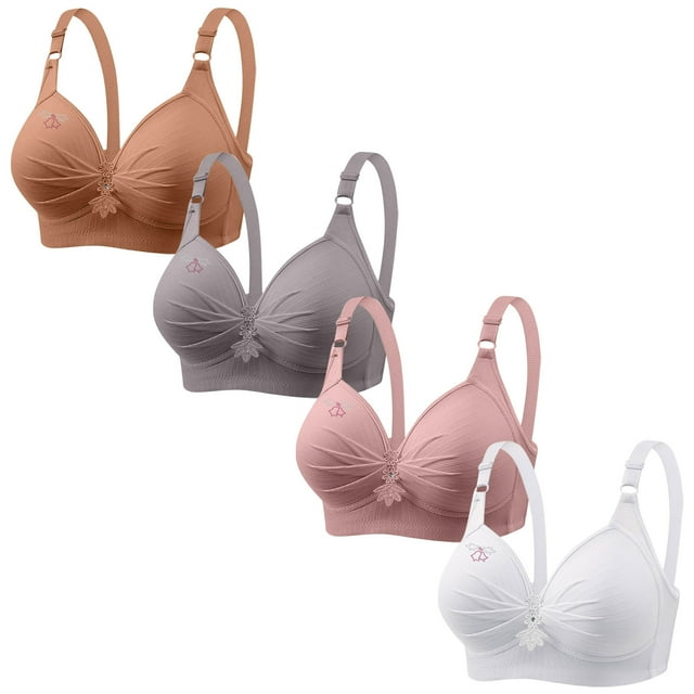 Soutiens-gorge pour Femmes, 4 Pcs Soutien-Gorge Imprimé pour Femme, Rassemblé, Grande Taille, Soutien-Gorge Quotidien Sans Armatures, Soutien-Gorge Quotidien