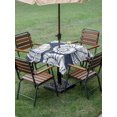 thumbnail image 4 of Outdoor Tablecloth with Umbrella Hole for Patio/Picnic/Party/Camping, Navy Blue Conch Coastal Waterproof Table Cloth Square Cover Washable, Nautical Summer Ocean (54"x 54"), 4 of 9