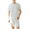 thumbnail image 2 of Xysaqa Men's Soft Pajama Set Trendy Lightweight Comfy Ice Silk Textured Loose Fits Short Sleeve Shirt + Shorts Set Summer Clothes for Men 2X 3X 4X, 2 of 6