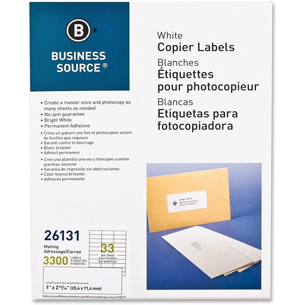 Business Source Copier Mailing Labels - Pack of 3300 - Walmart.ca