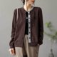 thumbnail image 2 of Chaquetas para mujer, ropa de moda coreana, holgadas, de gran tamaño, con cuello redondo, cárdigans sólidos, abrigos de manga larga con una sola botonadura, blusas para mujer, 2 of 4