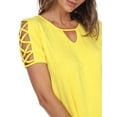thumbnail image 5 of White Mark Women's Keyhole Neck Short Crisscross Sleeve Top, 5 of 5