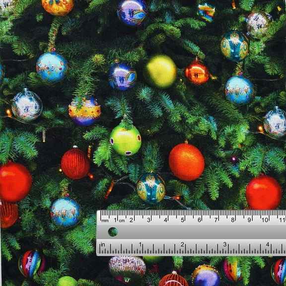 Fab Fabrics LLC Cotton Fabric (1 Yard, Christmas Bubbles - Pre-Cut) Christmas Fabric by the Yard, 44 Inch 100% Cotton for Sewing, Quliting & DIY Projects