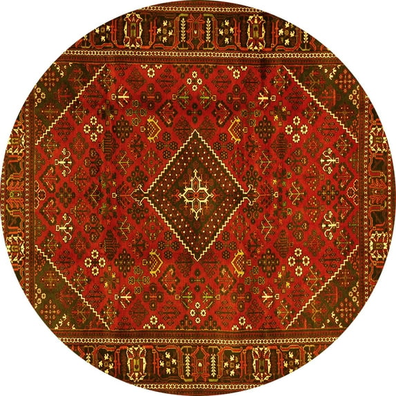 Ahgly Company Indoor Round Persian Yellow Traditional Area Rugs, 8' Round