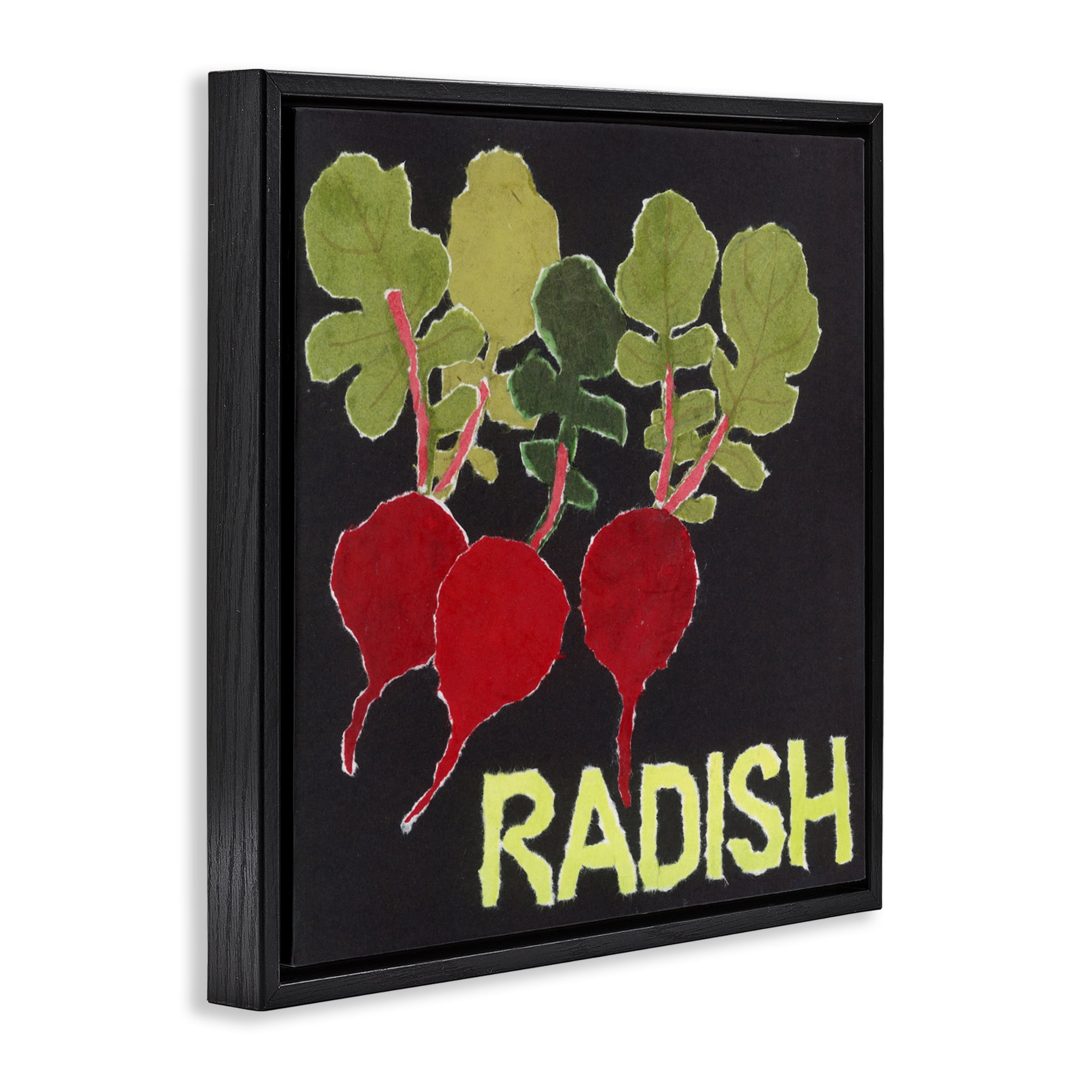 Stupell Industries Collaged Radish Vegetables Black Framed Floater Canvas Wall Art, design by Nancy Overton