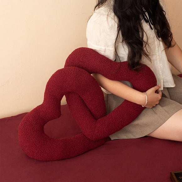 LSLJS Heart-Shaped Knot Pillow Red Teddy Couple's Wedding Bedding Doll Bedroom Sofa Decorative Pillow Home Accessories