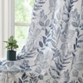 thumbnail image 4 of Bohogeo Linen Curtains for Living Room 84 inch Length Leaf Print Botanical Sheer Curtains Natural Texture Soft Touch Light Filtering Privacy Protect Drapes, Blue, 55" Wide, Set of 2 Panel, 4 of 6