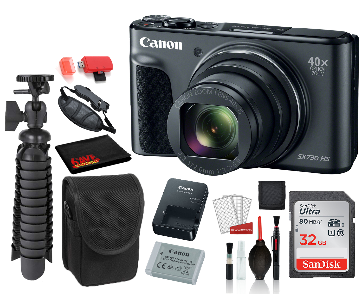 Canon PowerShot SX730 HS Digital Camera (Black) (1791C001) with