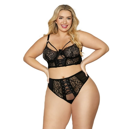 

Dreamgirl Plus Size Galloon Lace Underwire Bustier & Panty