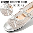 thumbnail image 3 of CHICVOMEY Women’s Mesh Mary Jane Ballet Flats Bow Knot Square Toe Soft Sole Shoes Breathable Slip On Flats with Adjustable Buckle Strap for Casual Office Summer Daily Wear, 3 of 7