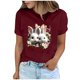 thumbnail image 2 of Tops de Cuello Alto para las Mujeres Amante Impreso Camiseta Cuello Redondo Manga Corta, Poliéster Spandex, 2 of 7