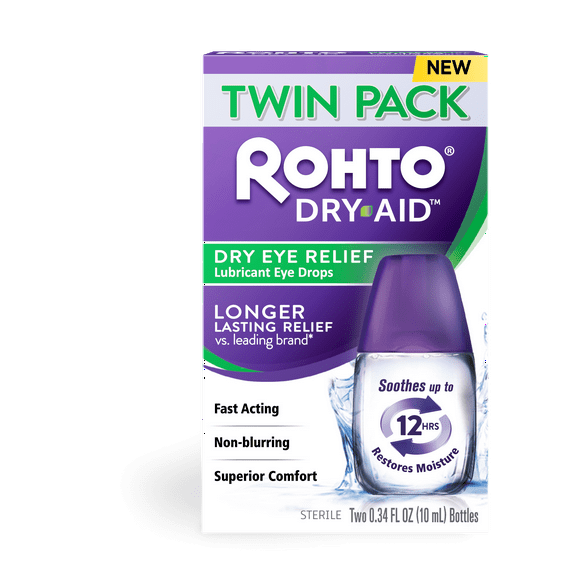 Rohto® Dry-Aid Eye Relief Lubricant Eye Drops - 0.34 fl oz Bottle Twin Pack