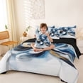 thumbnail image 4 of Homewish Blue Watercolor Swirl 7-Piece Twin Bedding,Classic Contemporary Bedding Comforter Set,Black Reversible, 4 of 8