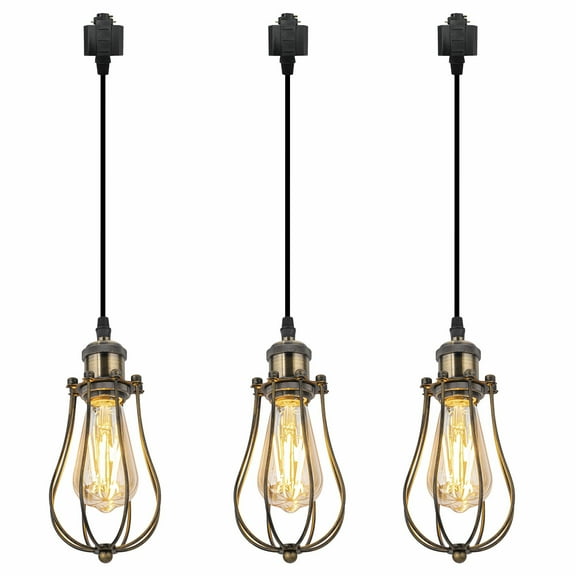 Kiven H-Type track lighting pendants,3-Light Industrial Bronze h track pendant lights ,Decorative Track Lighting Fixture for Hallway Kitchen Island TB0103