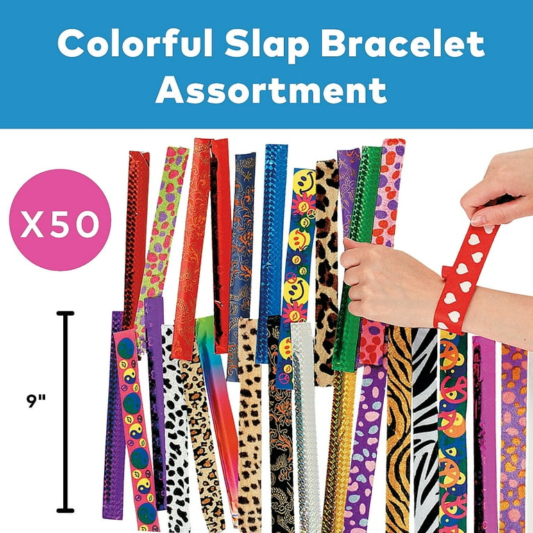 Fun Express Slap Bracelet Assortment, Bulk Party Favors, Kids