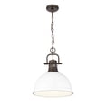 thumbnail image 2 of Yep by Golden Lighting Duncan 1-light 14in Chain Hung Pendant in Rubbed Bronze and Matte White shade, 2 of 7