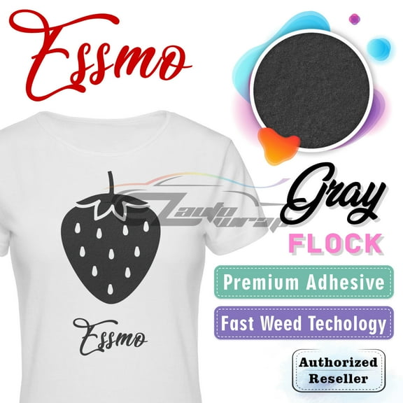 ESSMO Gray Flock Heat Transfer Vinyl HTV Sheet T-Shirt 20" Wide Iron On Heat Press DF15 20"x12"