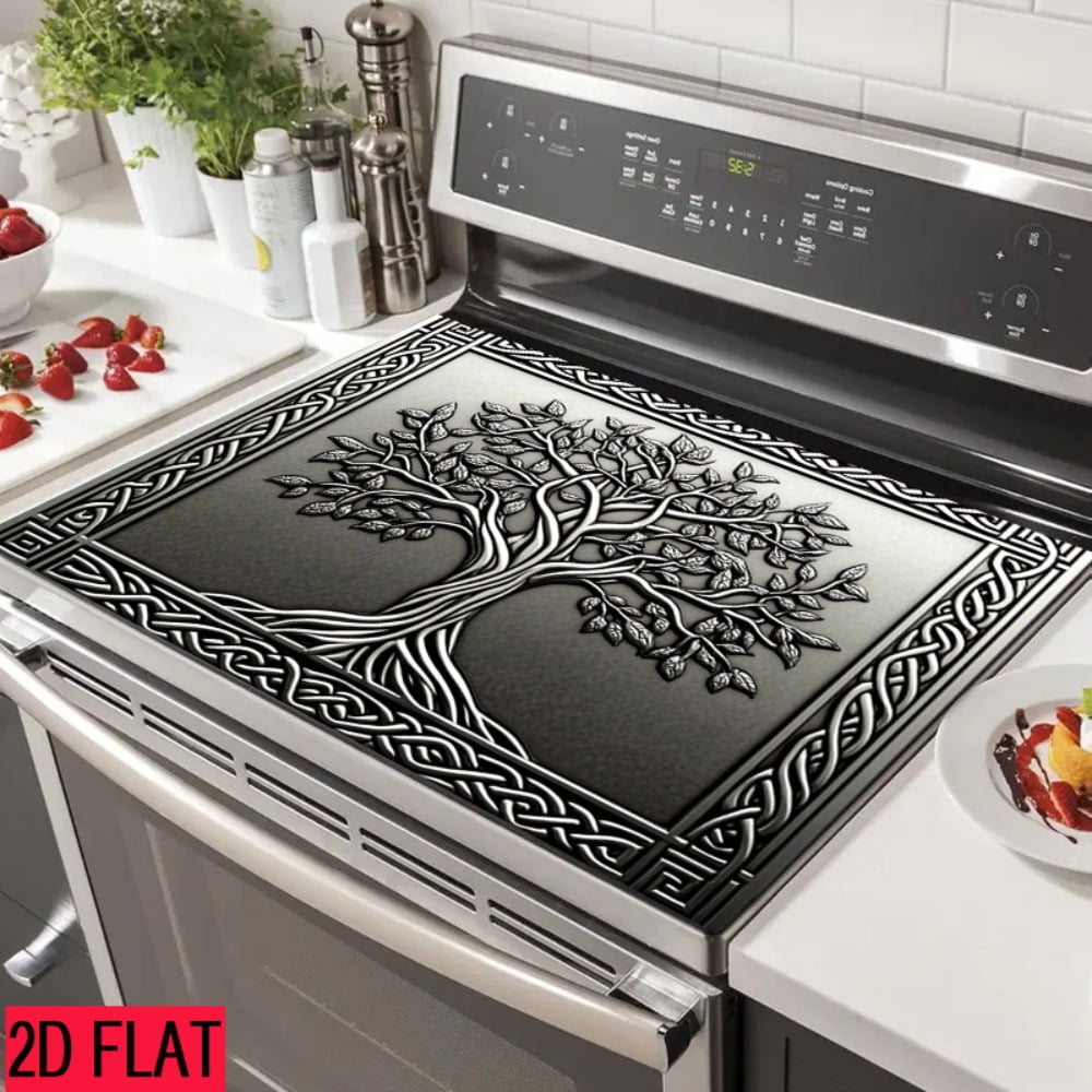2D flat 1 kitchen stove cover, simple and artistic pattern design, Nordic-style kitchen mat, coffee machine mat, operation counter decoration, the first choice for kitchen gifts. The size is 28.3x20.