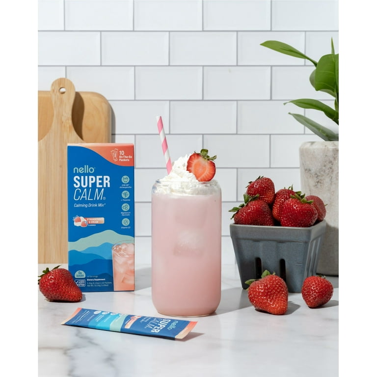 Nello Supercalm Calming Drink Mix Packets, Strawberries & Cream