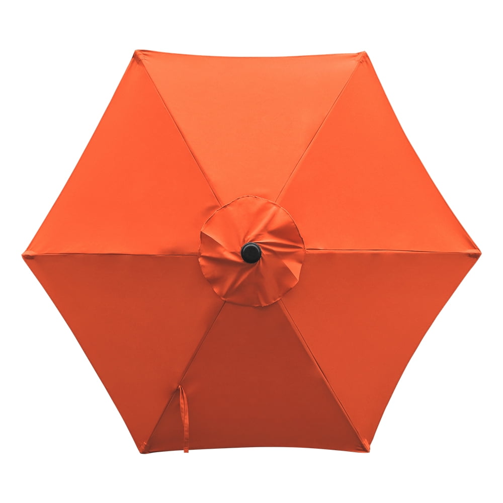 Kool 7.5ft Patio Umbrella with Crank Handle, Outdoor Market Umbrella with 6 Sturdy Umbrella Ribs Waterproof for Garden, Deck, Backyard, Pool, Orange