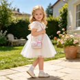 thumbnail image 2 of Girls Messenger Kids Pearl Shoulder Handbag Cute Lace Bow Crossbody Purse, 2 of 5