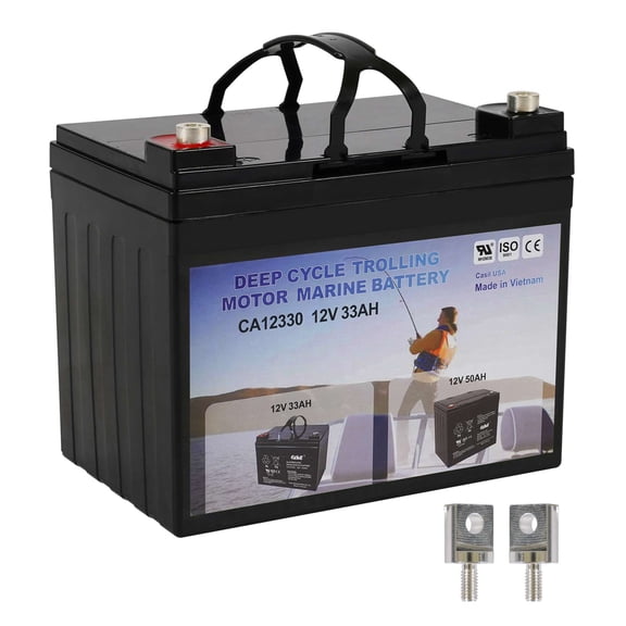 Casil 12V 33Ah Deep Cycle Trolling Motor Marine Battery - Deep Cycle Marine Battery 12V AGM - 12 Volt Deep Cycle Marine Battery for Boats Kayak Trolling Motor Newport Trolling Motor