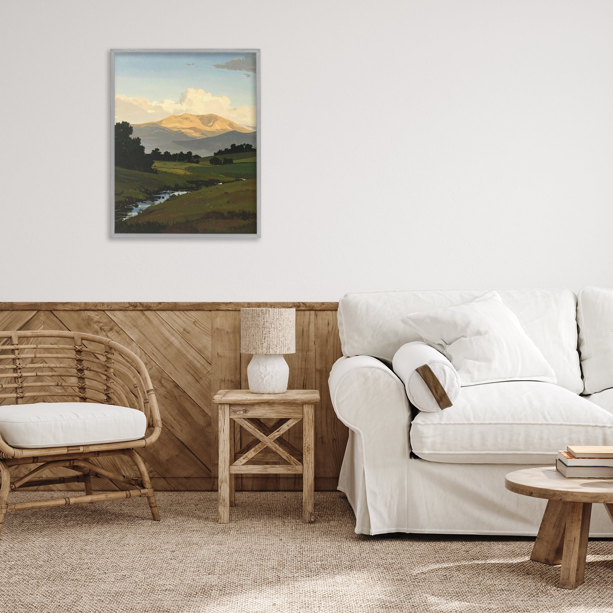 Stupell Industries Across The Valley Nature Gray Framed Giclee Art, design by Alonza Saunders