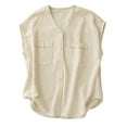 thumbnail image 3 of UVEASISHA Cotton Linen Vest for Women Sleeveless V Neck Button Down Cardigan Baggy Summer Casual Vacation Clothes Beige XL, 3 of 9