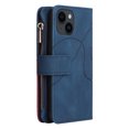 thumbnail image 4 of Allytech Flip Wallet Case for iPhone 15, Vintage PU Leather Folio Stand Shockproof Zipper Pocket 9 Cards Slots Protective Wallet Case Cover for Apple iPhone 15 6.1" - Blue, 4 of 13