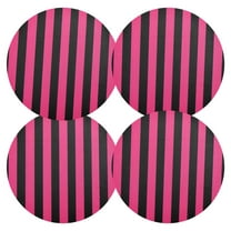 Ryvnso Pink and Black Stripe Pattern Round Plate Mats Dining Table Placemat Set of 4 for Holiday Decoration