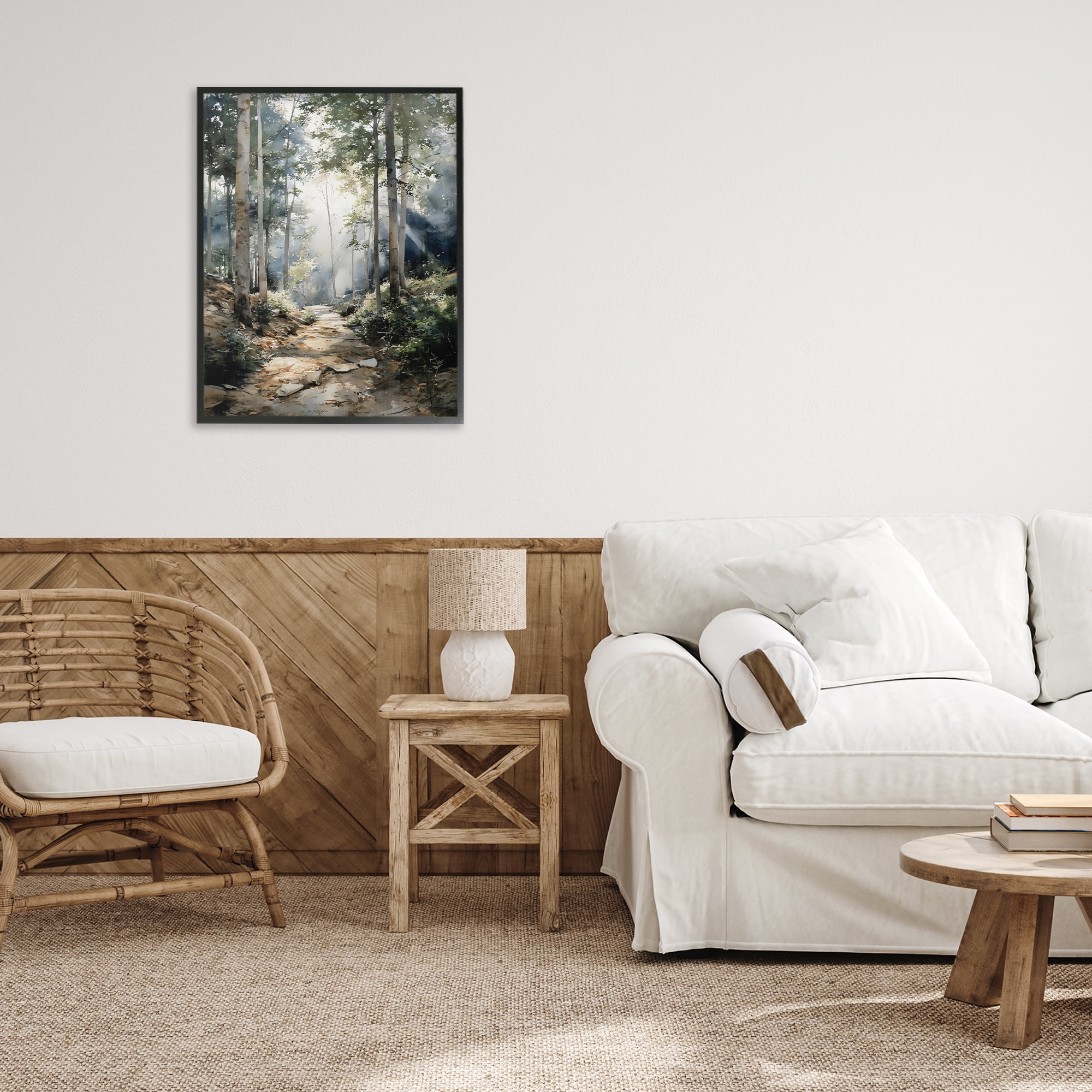 Stupell Industries Through The Woods Pathway Black Framed Giclee Art, design by Franklyn Gregory