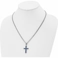 thumbnail image 4 of Stainless Steel Polished With Blue Carbon Fiber Inlay Cross 20In Necklace (20 X 20) Made In China -Jewelry By Sweet Pea, 4 of 8