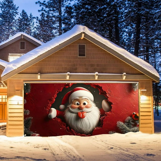 Holiday Cheer Garage Festive Christmas Banner With Bright Colors Festive Design Perfect For Auto Enthusiasts Home Garages Easy Hanging Durable Material