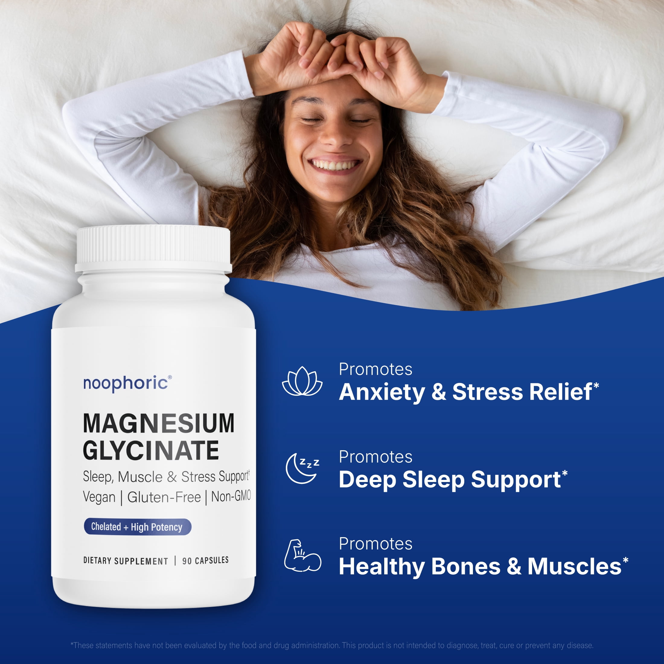 Noophoric 2500mg Chelated Magnesium Glycinate - Sleep Aid, Anxiety & Stress Relief Supplement, 540 Capsules (6 Pack)