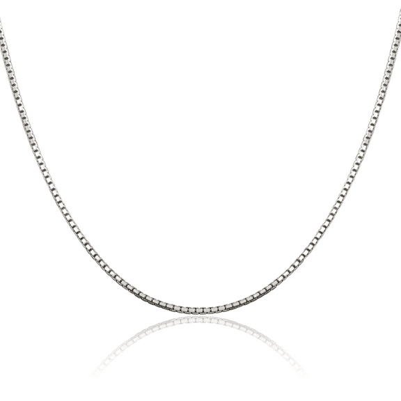 925 Sterling Silver 1.5mm 8 Sided Box Link Chain Necklace