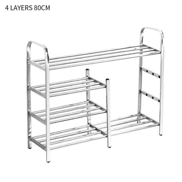 Shoes Rack Organizer Multi-layer Stainless Steel Shoe Tower Storage Organizer Storage Shelf for Living Room Doorway, 4-Tier, 80cm