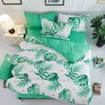 thumbnail image 4 of Bedding Microfiber Duvet Cover Green Leaves with pillowcases Queen, 4 of 7