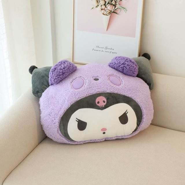 Kuromi My Melody-Manta de almohada de felpa suave y cómoda, Kawaii cojín trasero para sofá, cama, oficina, siesta