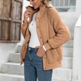 thumbnail image 5 of Odeerbi Clearance Cardigan For Women Autumn Winter Solid Color 2024 Long Sleeves Double Sided Fleece Jacket Coat Khaki, 5 of 7