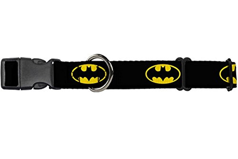 1" Wide Buckle Down Seatbelt Buckle Dog Collar Batman Shield Black/Yellow 