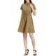 thumbnail image 5 of Vestido mini de mujer Inspire Chic con ajuste y vuelo, cuello, bolsillos y cintura elástica, talla M, color caqui, 5 of 8